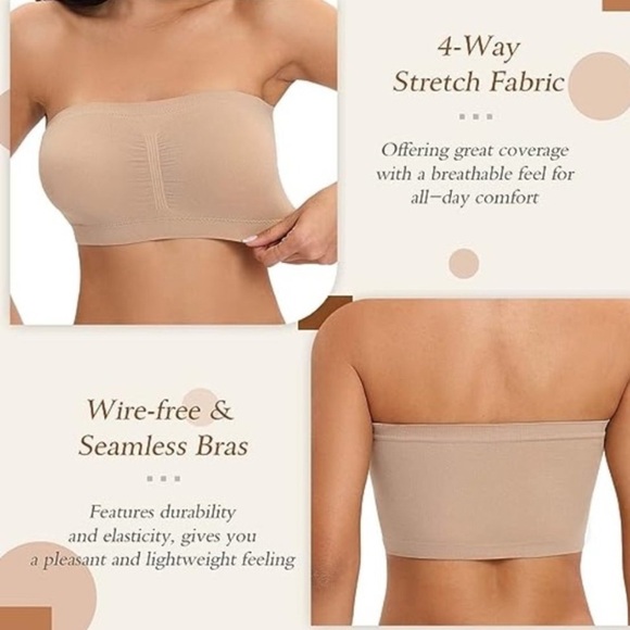 NIP Strapless Seamless Wire-Free Stretchy Bra Pink - Picture 5 of 5